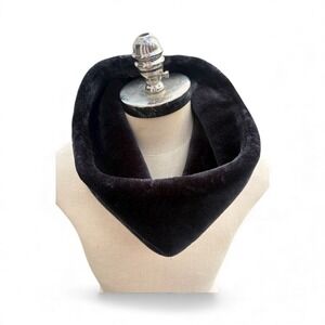 Talbots Black Faux Fur Infinity Scarf Cozy Warm Winter Neck Warmer